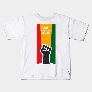 black history month with raised fist Kids T-Shirt